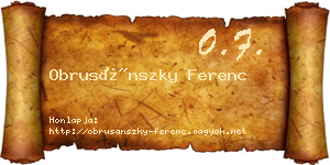 Obrusánszky Ferenc névjegykártya